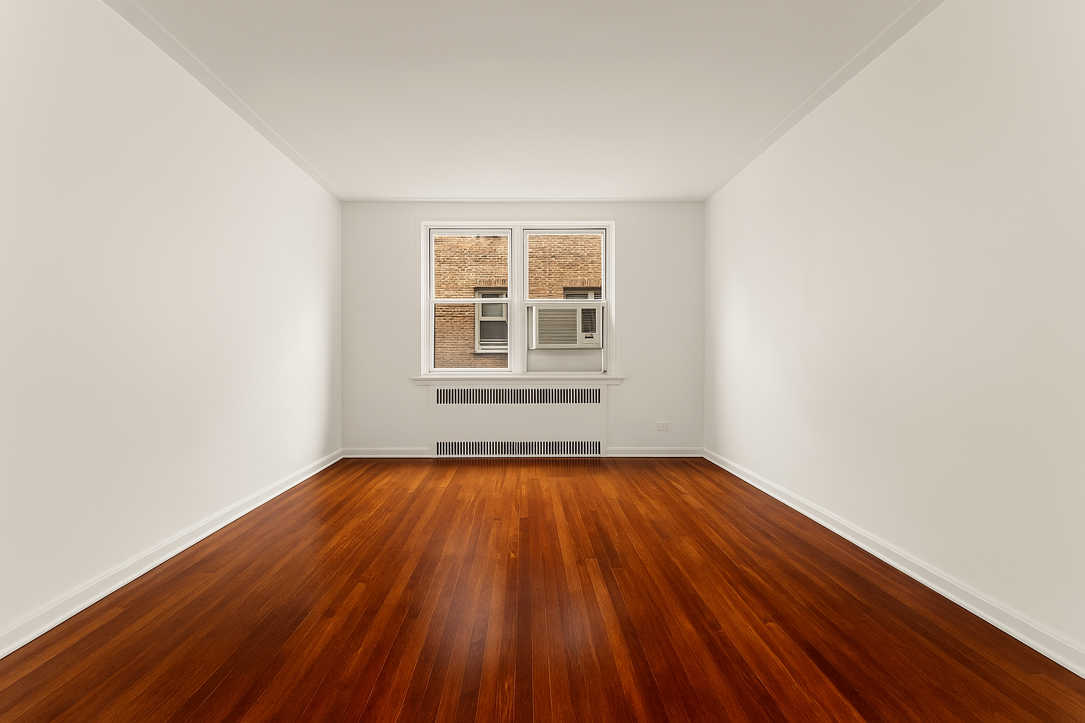 310 West 55th Street, Unit 4K Manhattan, NY 10019 - Photo 2 of 9 a view of an empty room with wooden floor and window