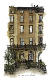 a front view of a residential apartment building with a yard