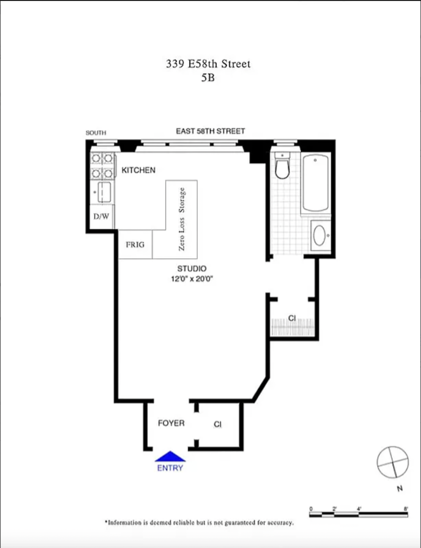 339 East 58th Street, Unit 5B Manhattan, NY 10022 - Photo 13 of 13 a picture of floor plan