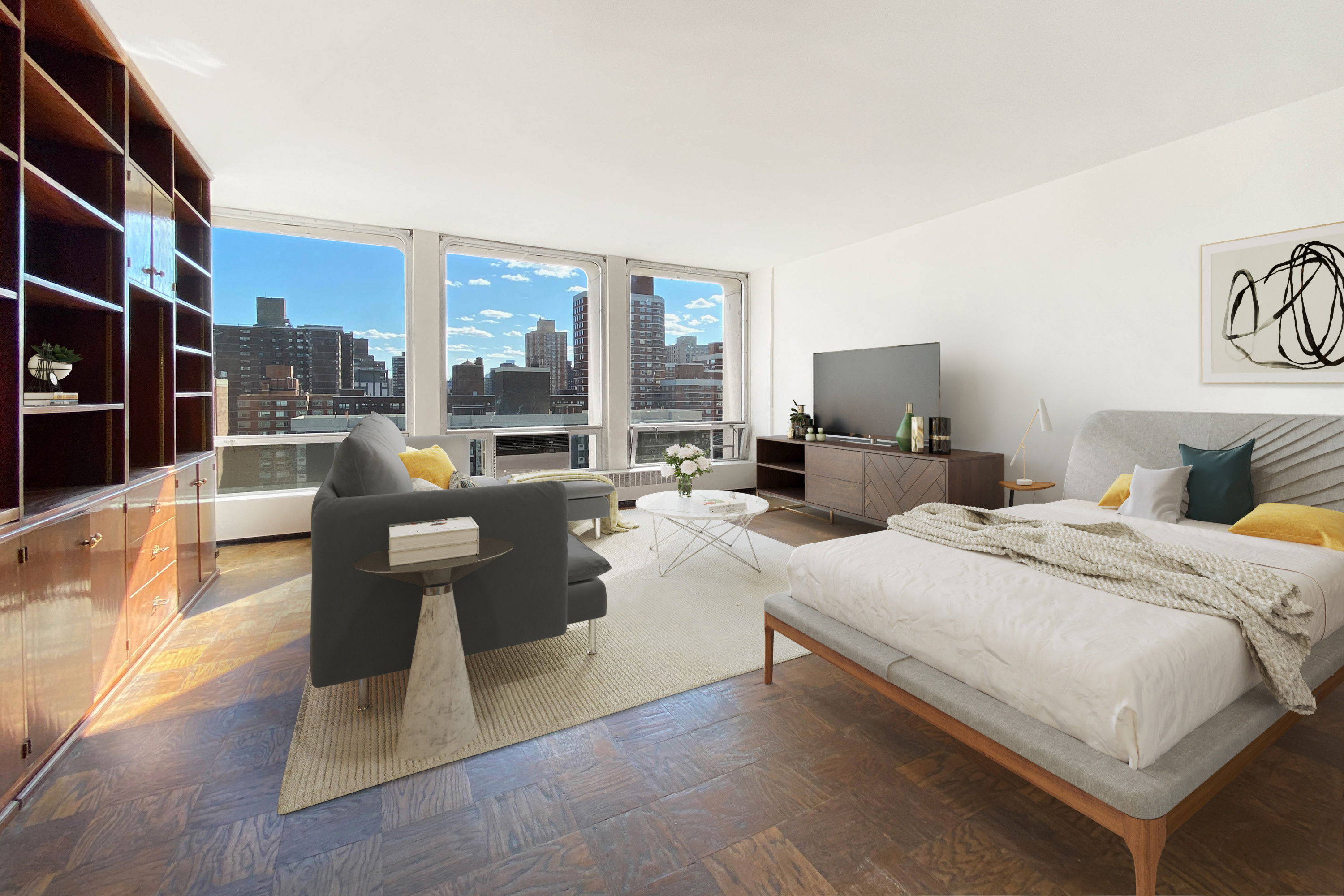 343 East 30th Street, Unit 16D Manhattan, NY 10016 - Photo 1 of 17 a large bedroom with a large bed and a large window