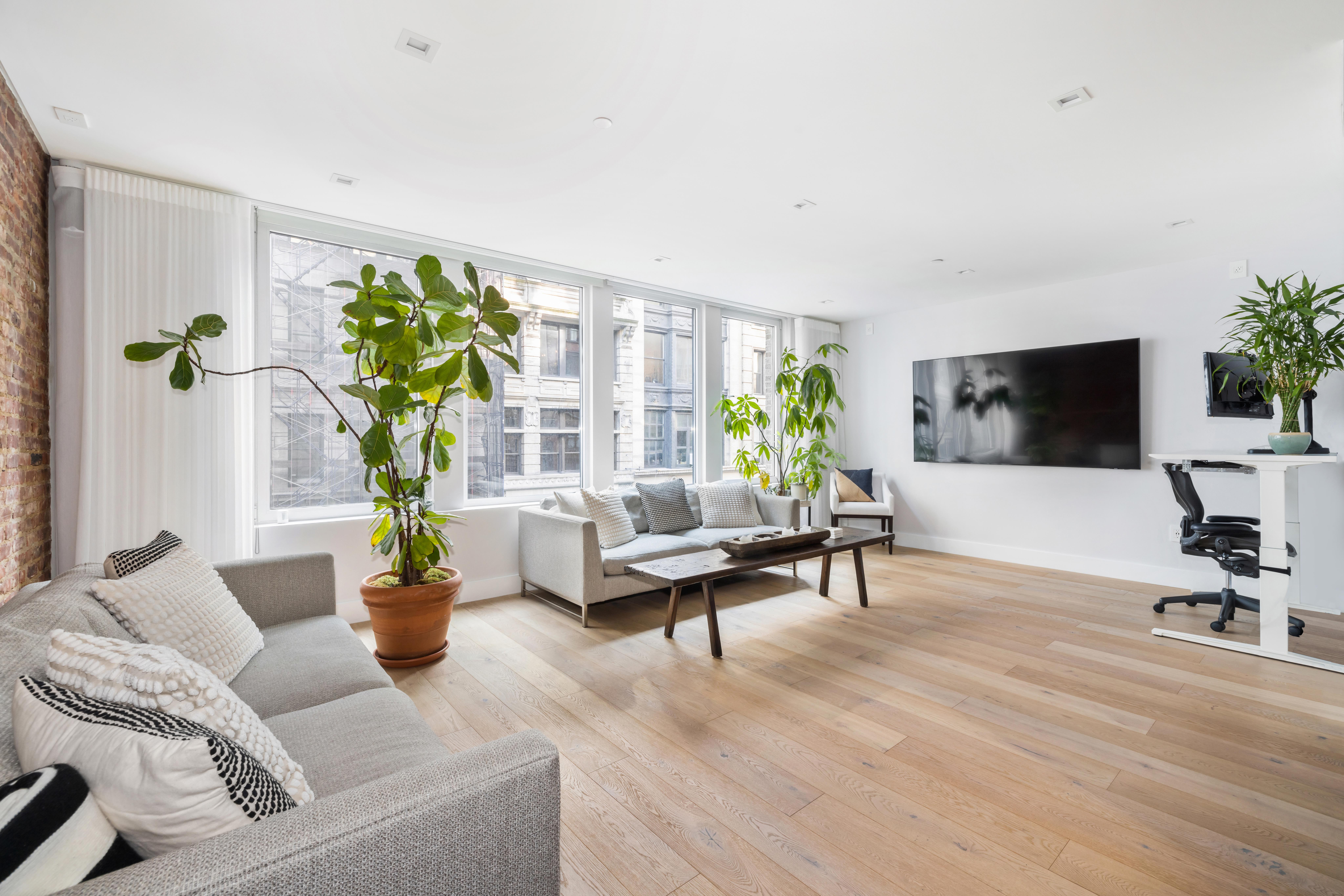17 East 17th Street, Unit 4 Manhattan, NY 10003 - Photo 3 of 11 a living room with furniture and a potted plant