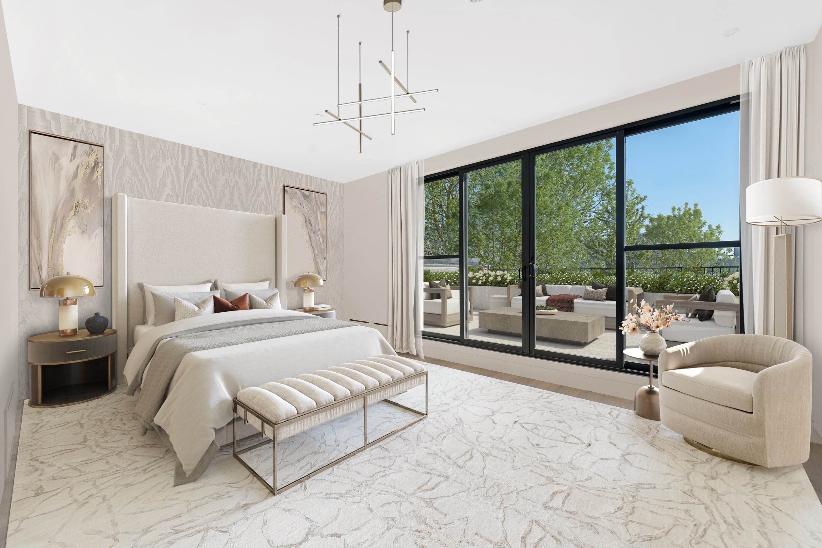 167 13th Street, Unit PH Brooklyn, NY 11215 - Photo 7 of 14 a spacious bedroom with a bed and a large window