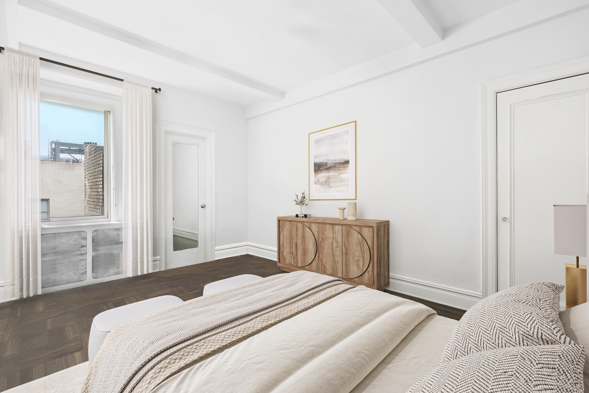 215 West 92nd Street, Unit 15A Manhattan, NY 10025 - Photo 11 of 14 a bedroom with a bed and wooden floor