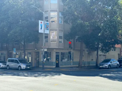 a car parked in front of a building