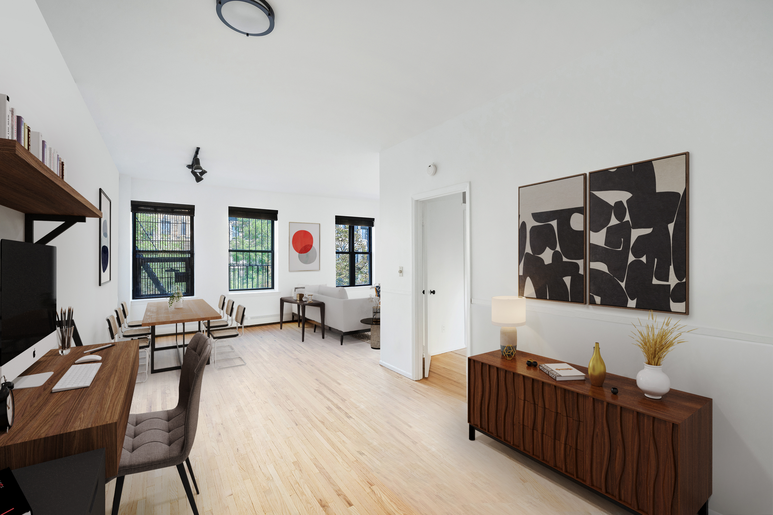 430 Sterling Place, Unit 2B Brooklyn, NY 11238 - Photo 3 of 14 a living room with furniture and a flat screen tv