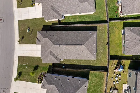 an aerial view of a house