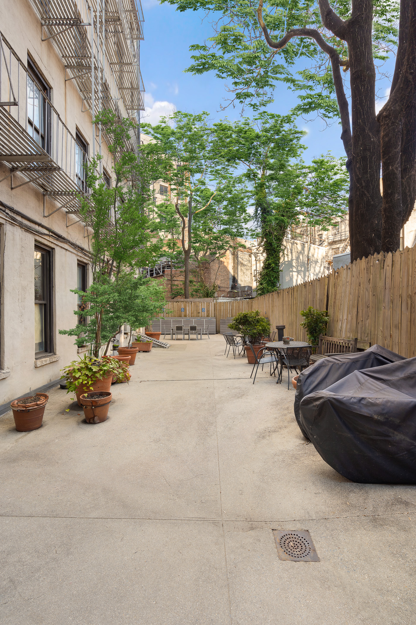24 Cornelia Street, Unit 15 Manhattan, NY 10014 - Photo 10 of 13 a view of backyard with a table and chairs under an large tree