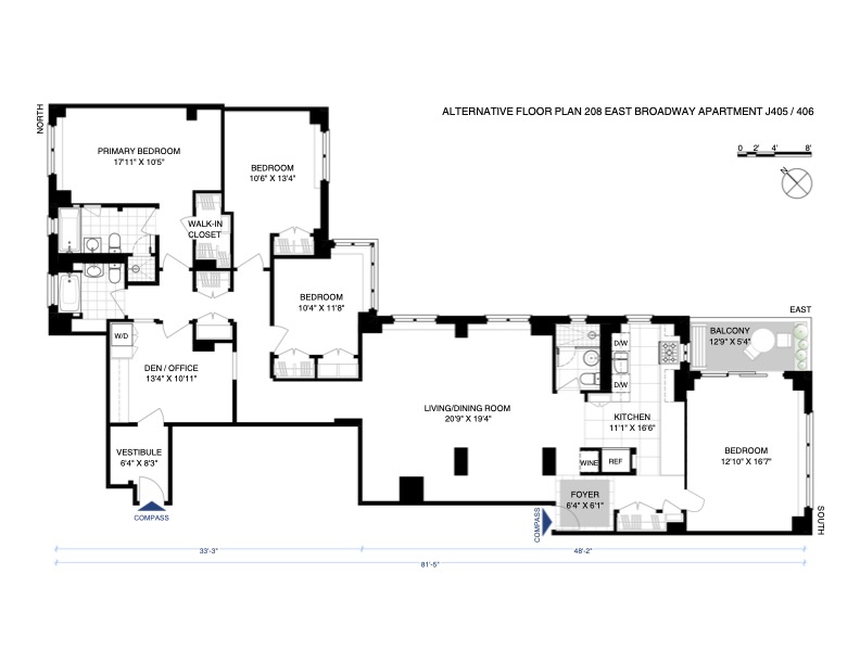 208 East Broadway, Unit J405/J406 Manhattan, NY 10002 - Photo 21 of 21 a picture of a floor plan