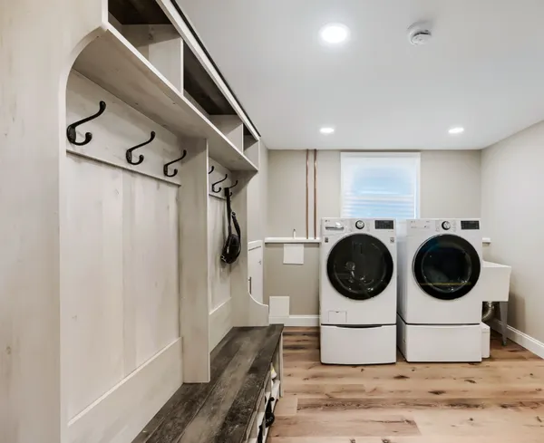 a utility room with dryer and washer
