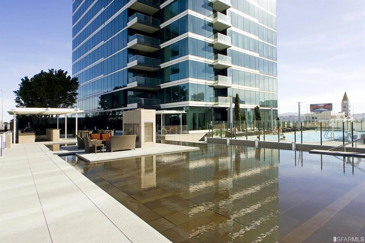 a view of a balcony with chairs