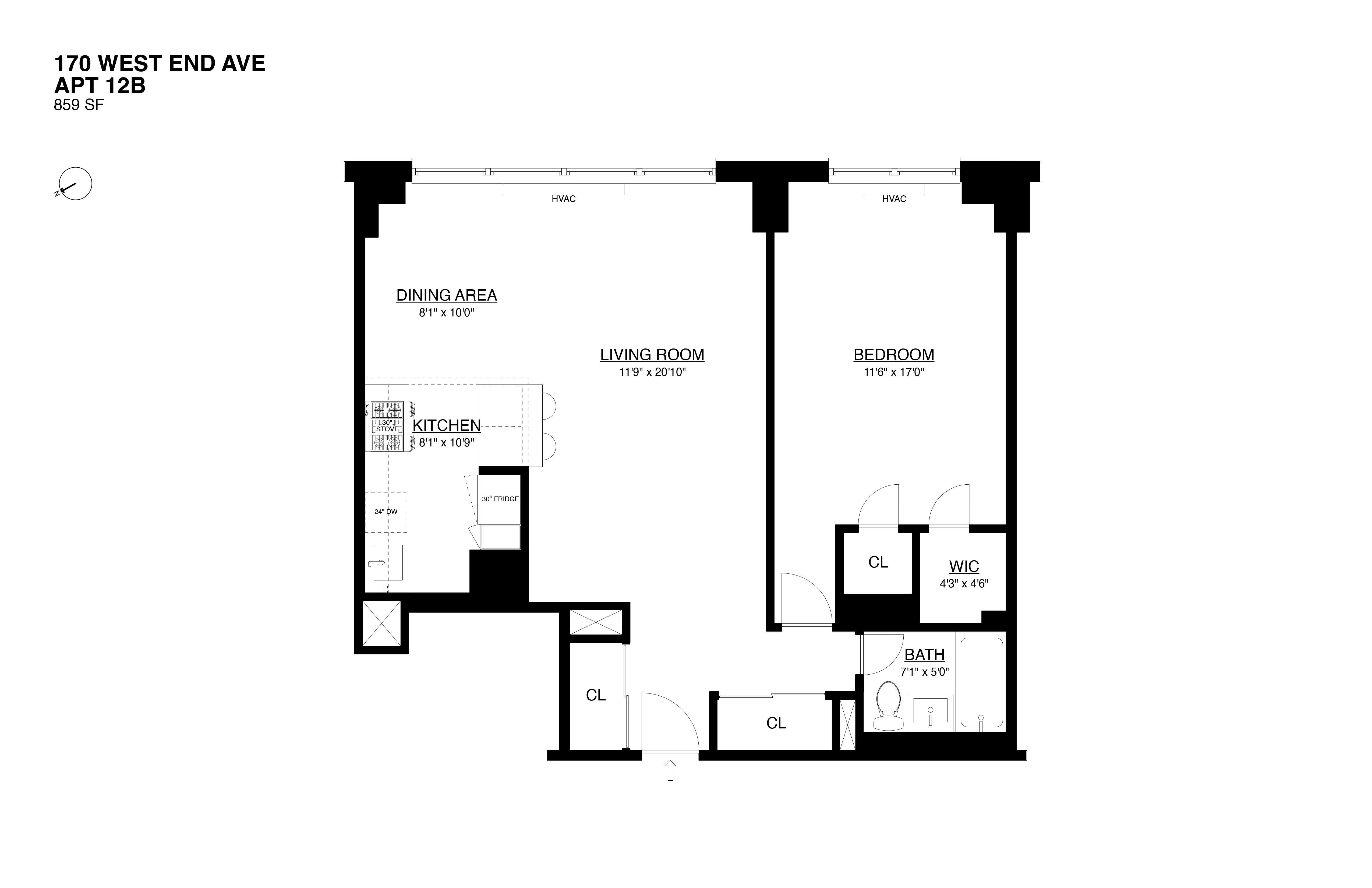 170 West End Avenue, Unit 12B Manhattan, NY 10023 - Photo 15 of 15 a picture of a floor plan