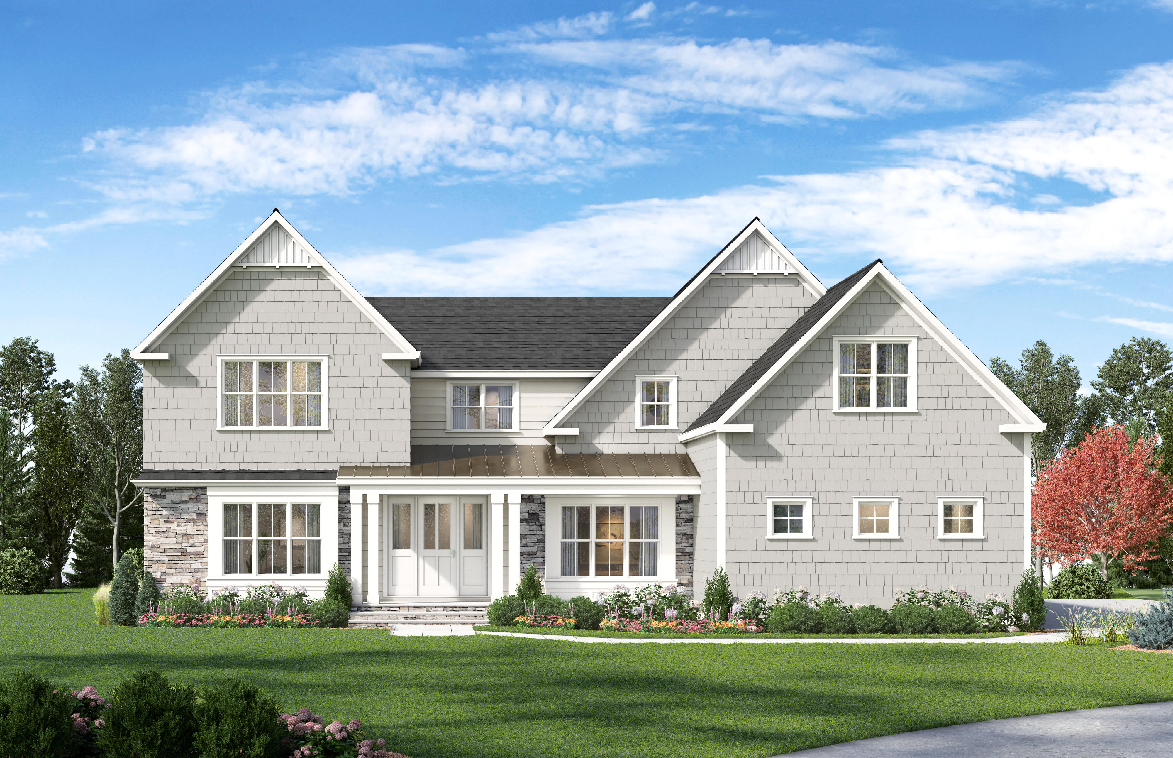 a front view of a house with a yard