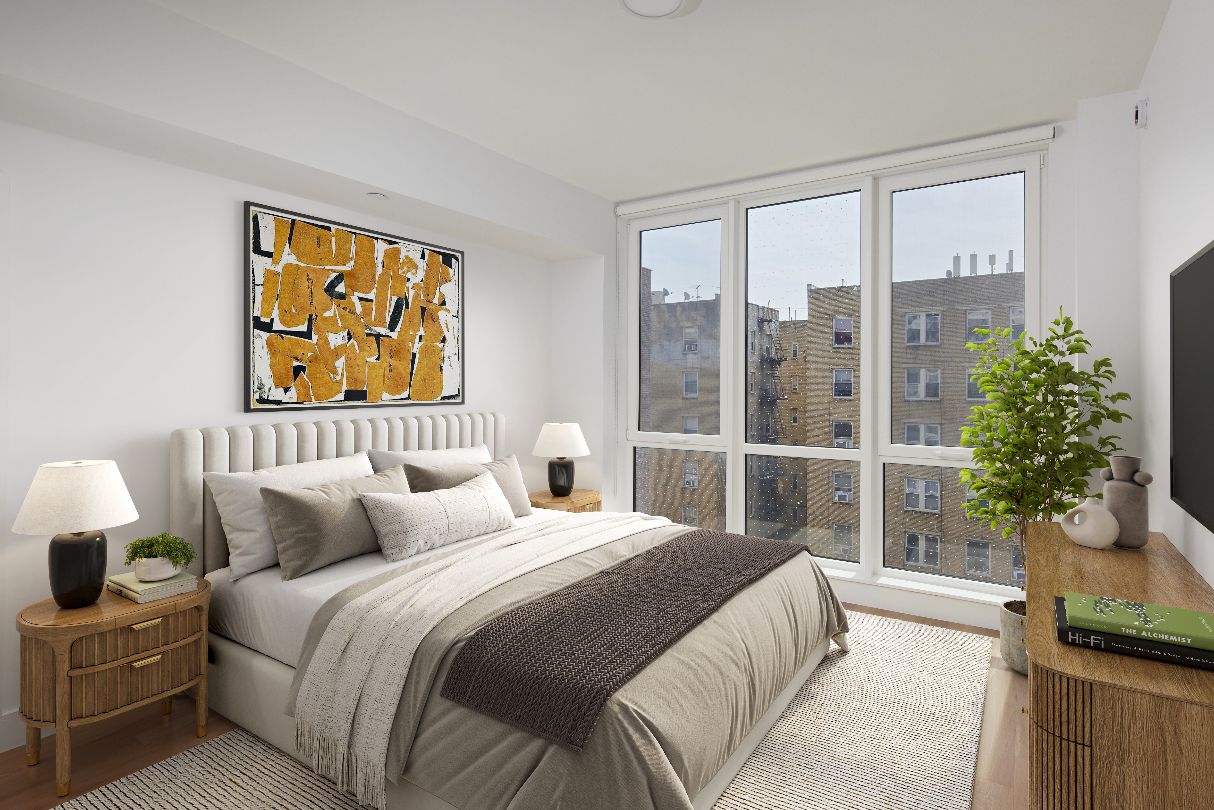 340 Lenox Road, Unit 5A Brooklyn, NY 11226 - Photo 4 of 26 a bedroom with a bed and a potted plant