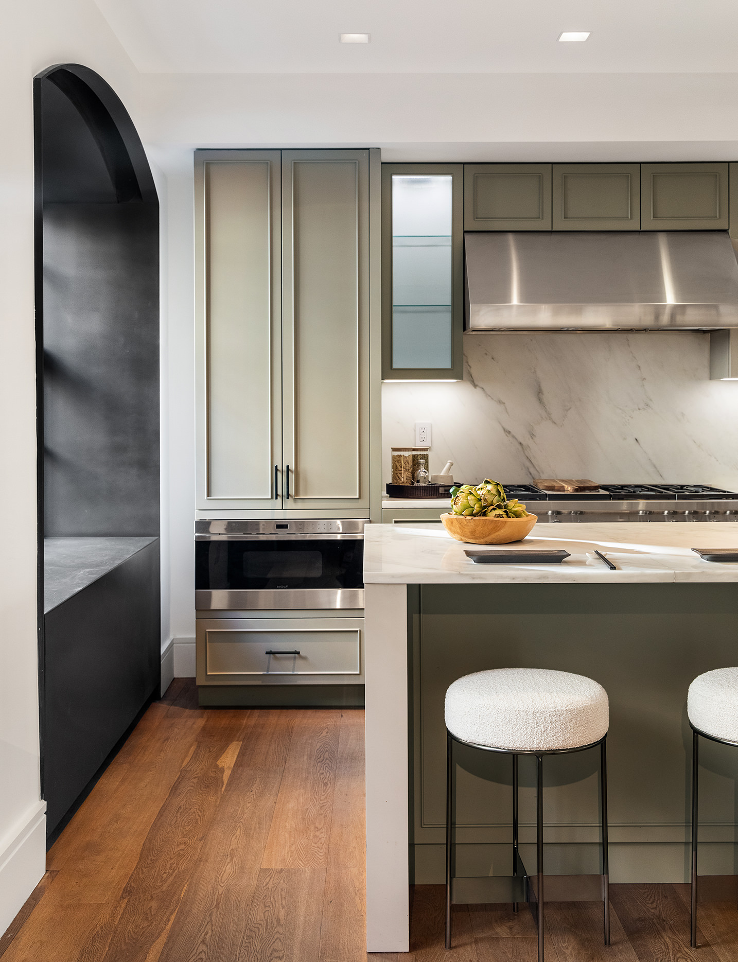 36 Bleecker Street, Unit 3DC Manhattan, NY 10012 - Photo 19 of 30 a kitchen with a stove a refrigerator and wooden floor