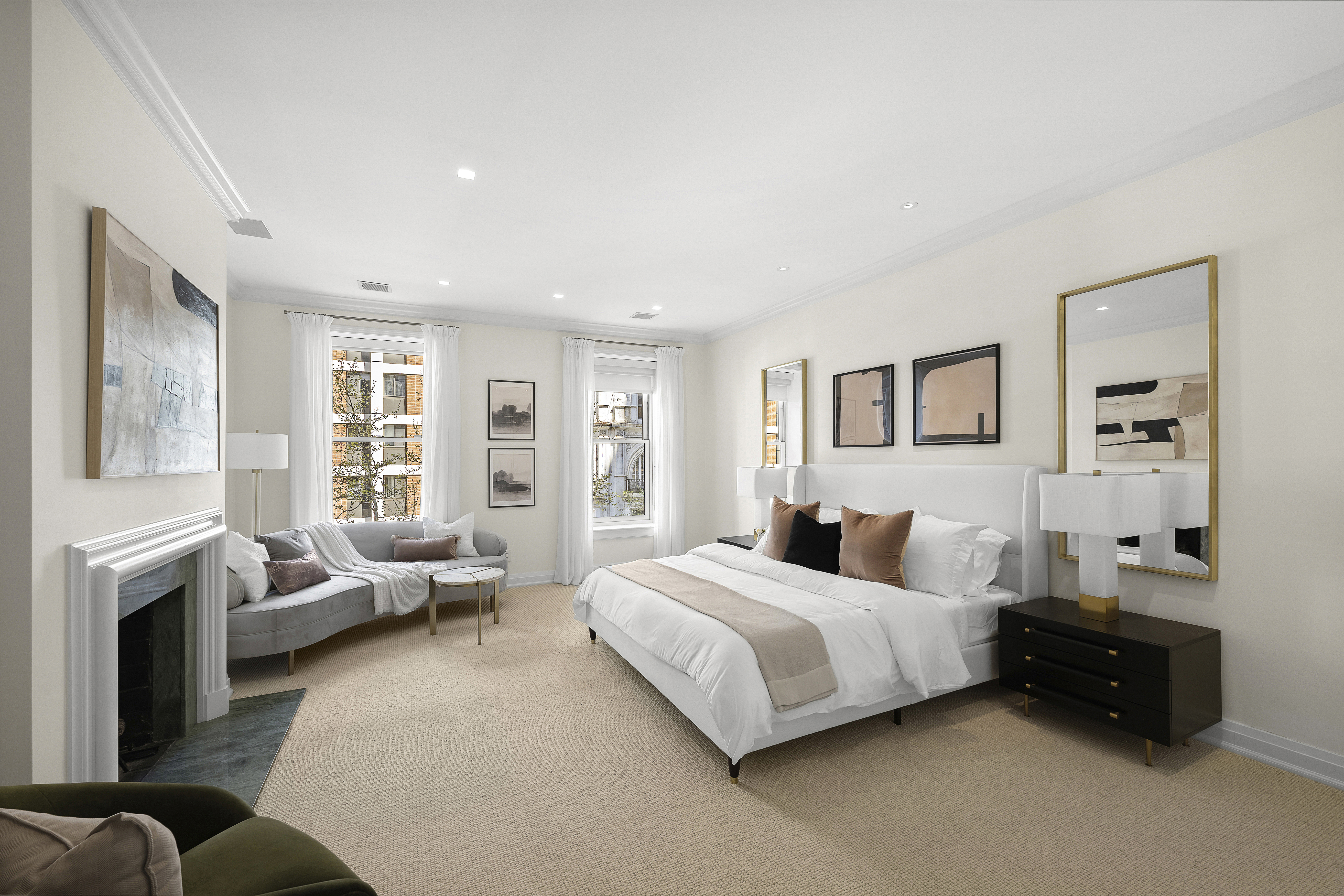 50 East 73rd Street Manhattan, NY 10021 - Photo 6 of 32 a bedroom with a bed couch and windows