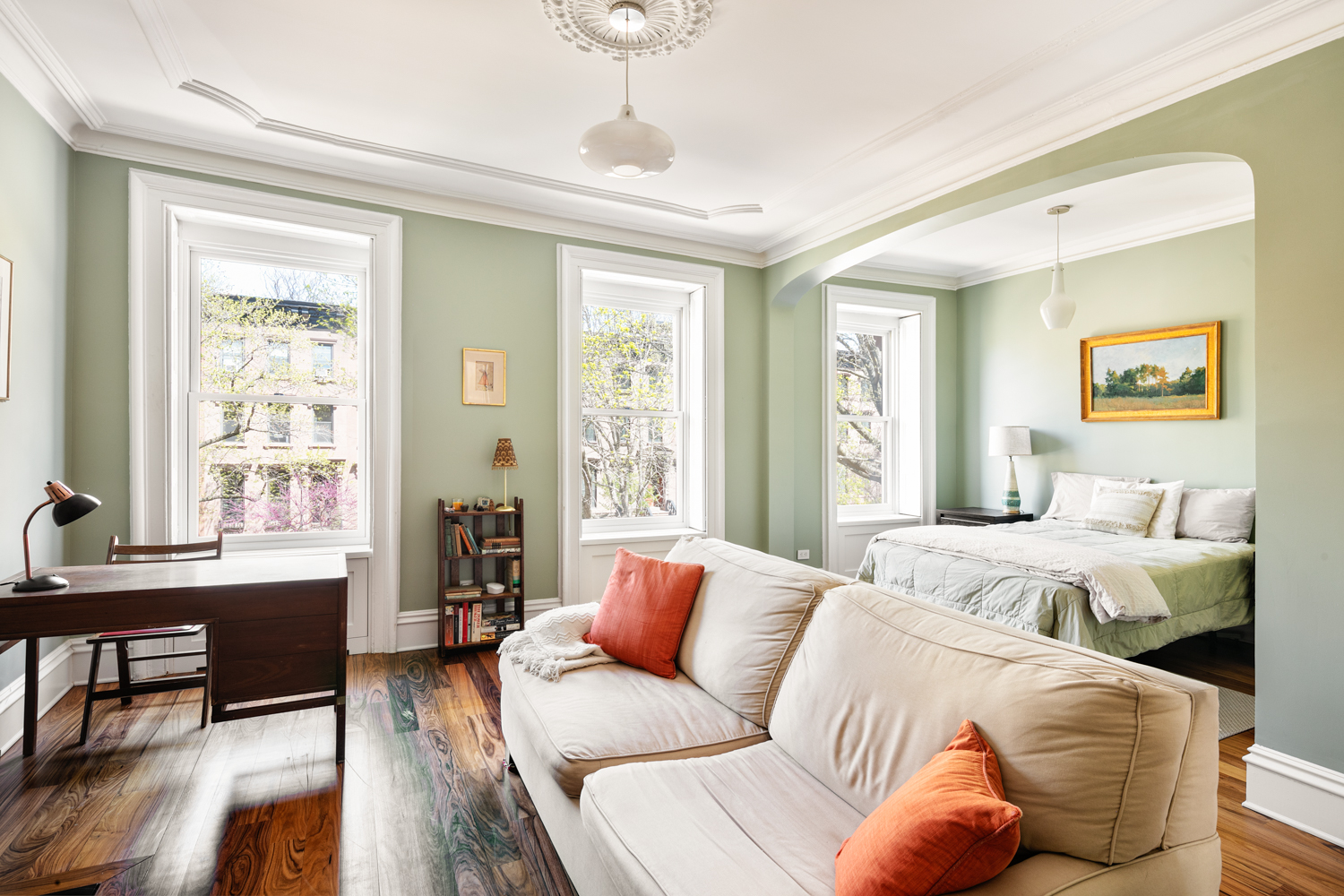 380 3rd Street, Unit PARLOR Brooklyn, NY 11215 - Photo 10 of 19 a bedroom with furniture and wooden floor