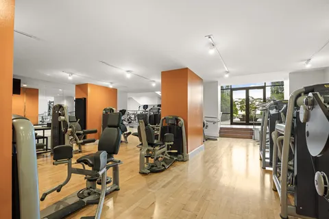 a view of a room with gym equipment