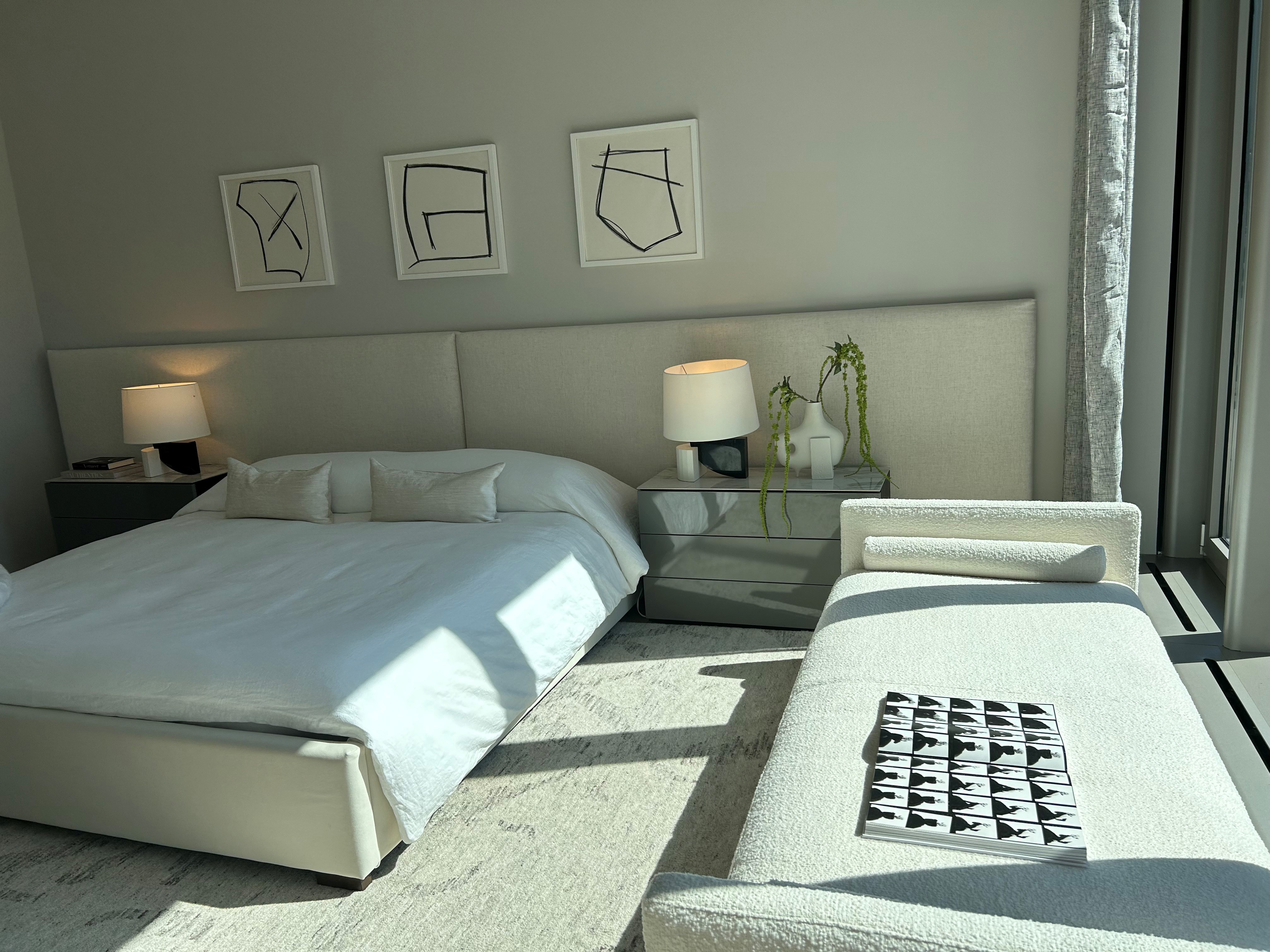 56 Leonard Street, Unit 14BEAST Manhattan, NY 10013 - Photo 14 of 35 a bedroom with a bed lamp and a window