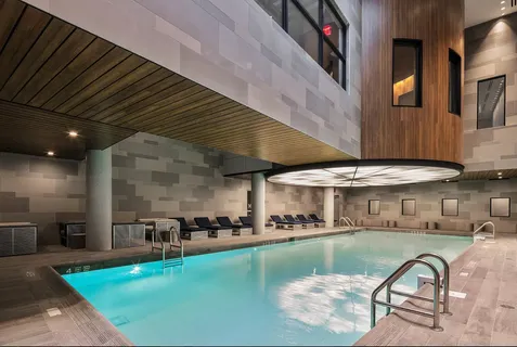 a view of a swimming pool with outdoor space