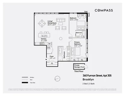 $1,895,000 | 360 Furman Street, Unit 305 | Brooklyn Heights