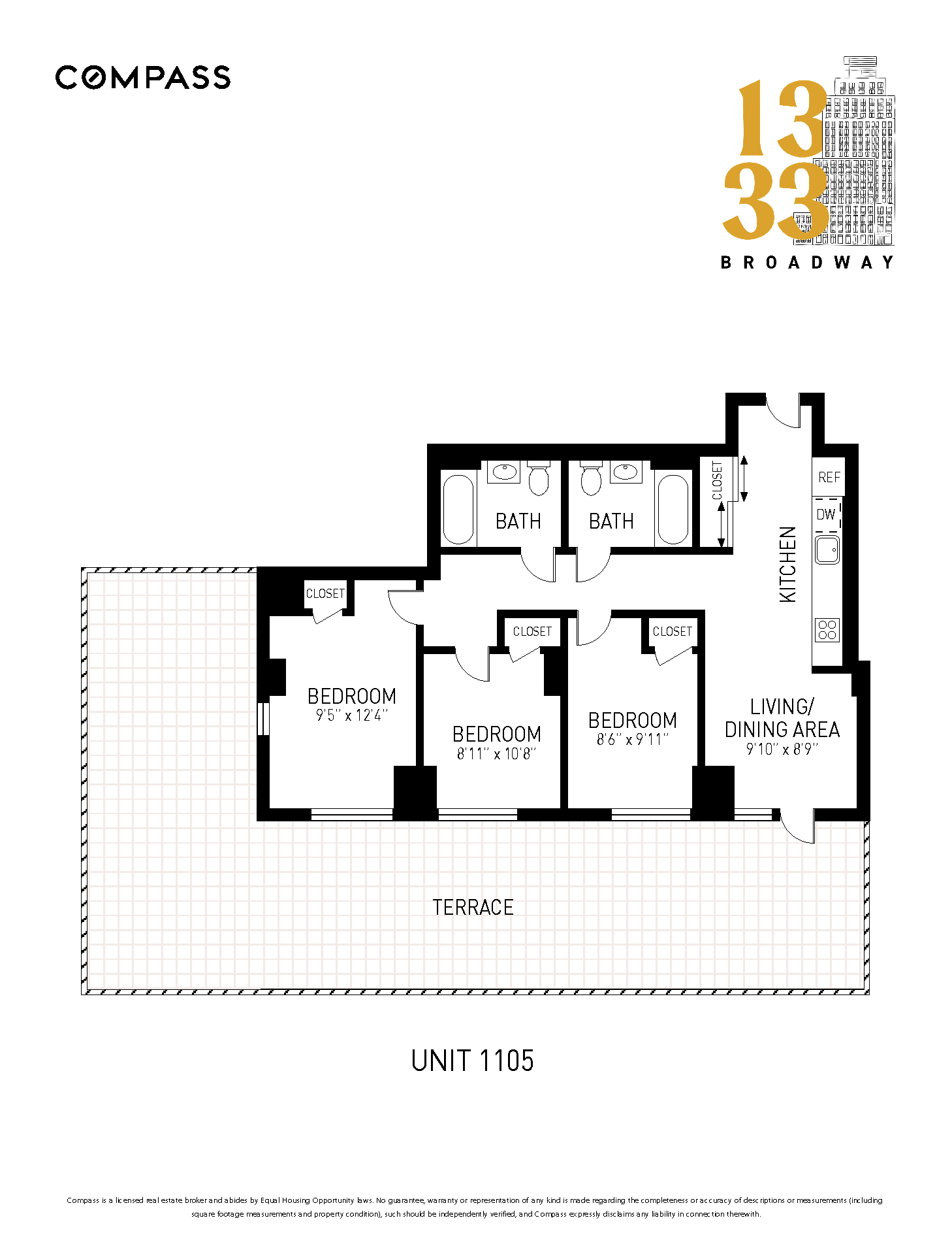 1333 Broadway, Unit 1105 Brooklyn, NY 11221 - Photo 16 of 16 a picture of a floor plan