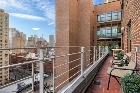 a city view with tall buildings