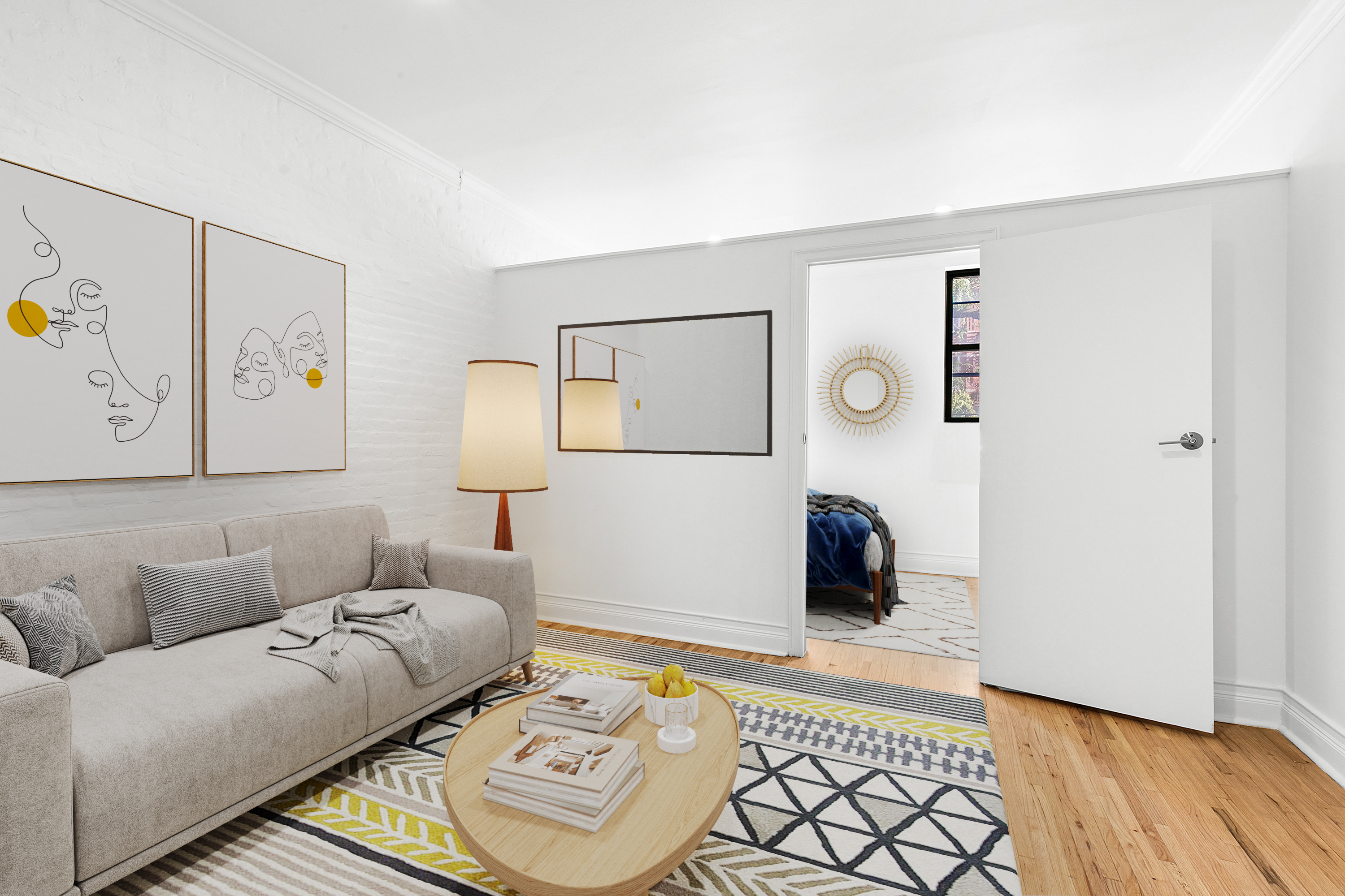 643 9th Avenue, Unit 2D Manhattan, NY 10036 - Photo 3 of 5 a living room with furniture and wooden floor