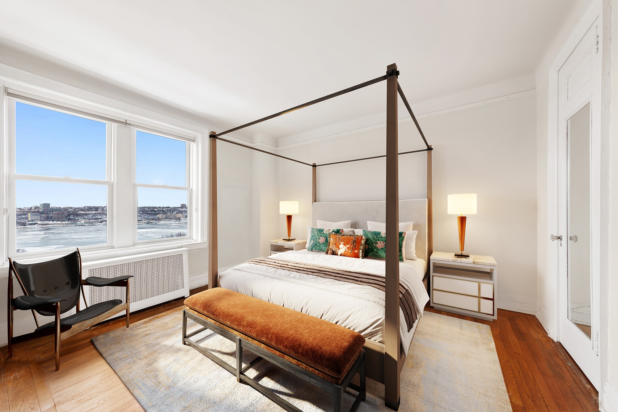 360 Riverside Drive, Unit 8A Manhattan, NY 10025 - Photo 4 of 20 a bedroom with a bed window and a desk