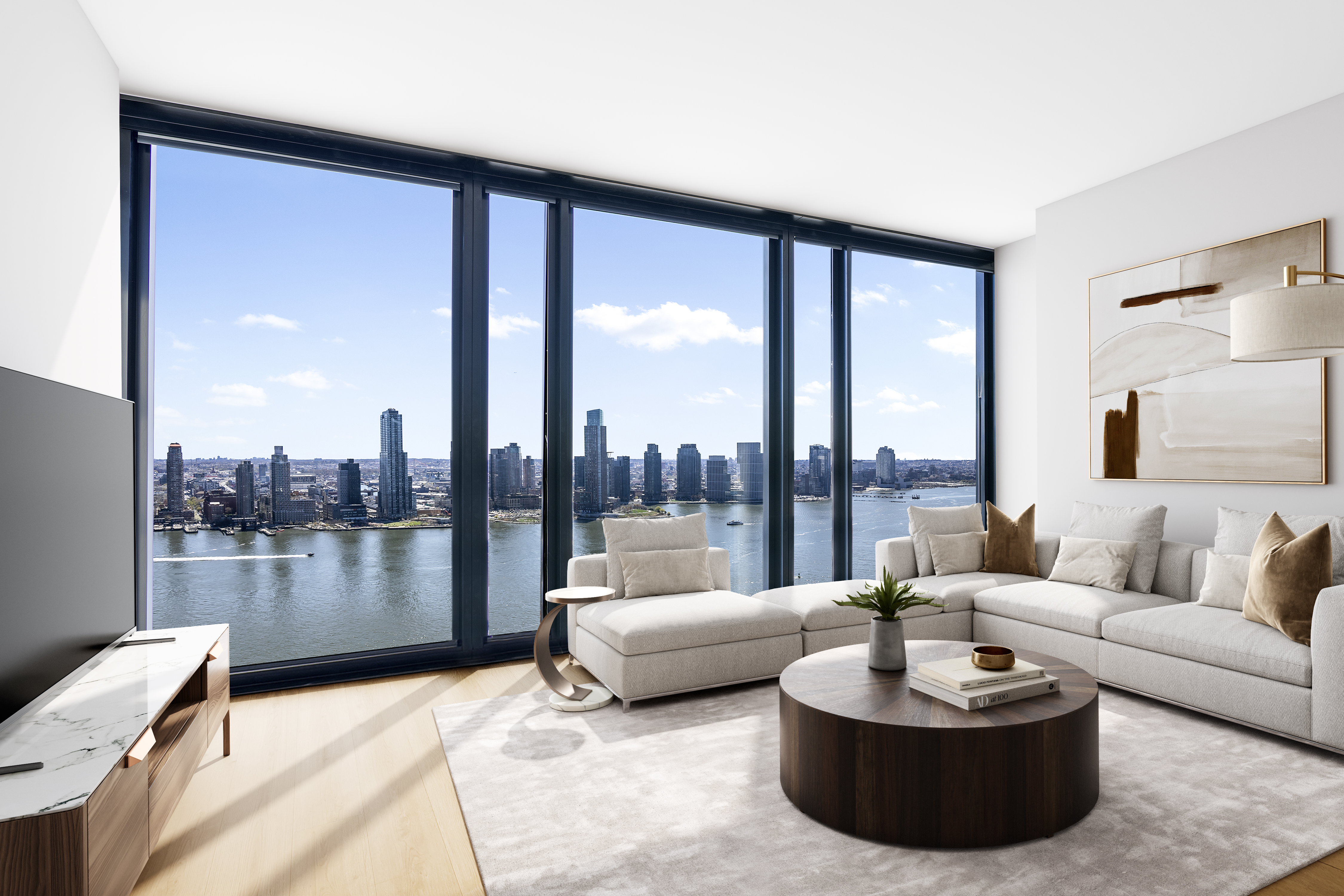 695 1st Avenue, Unit 33B Manhattan, NY 10016 - Photo 1 of 25 a living room with furniture and a large window