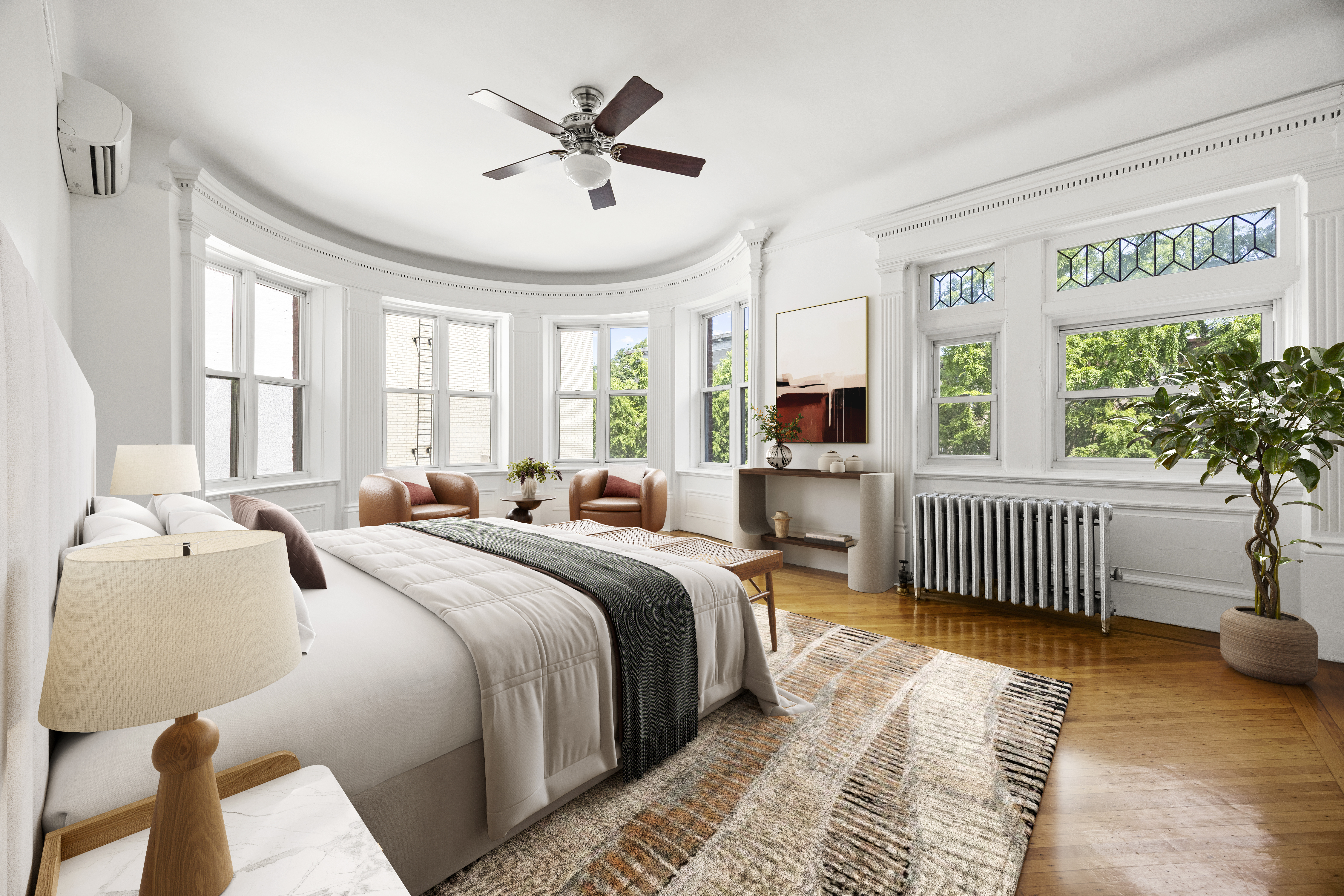1094 Park Place Brooklyn, NY 11213 - Photo 11 of 18 a bedroom with a bed and a chandelier