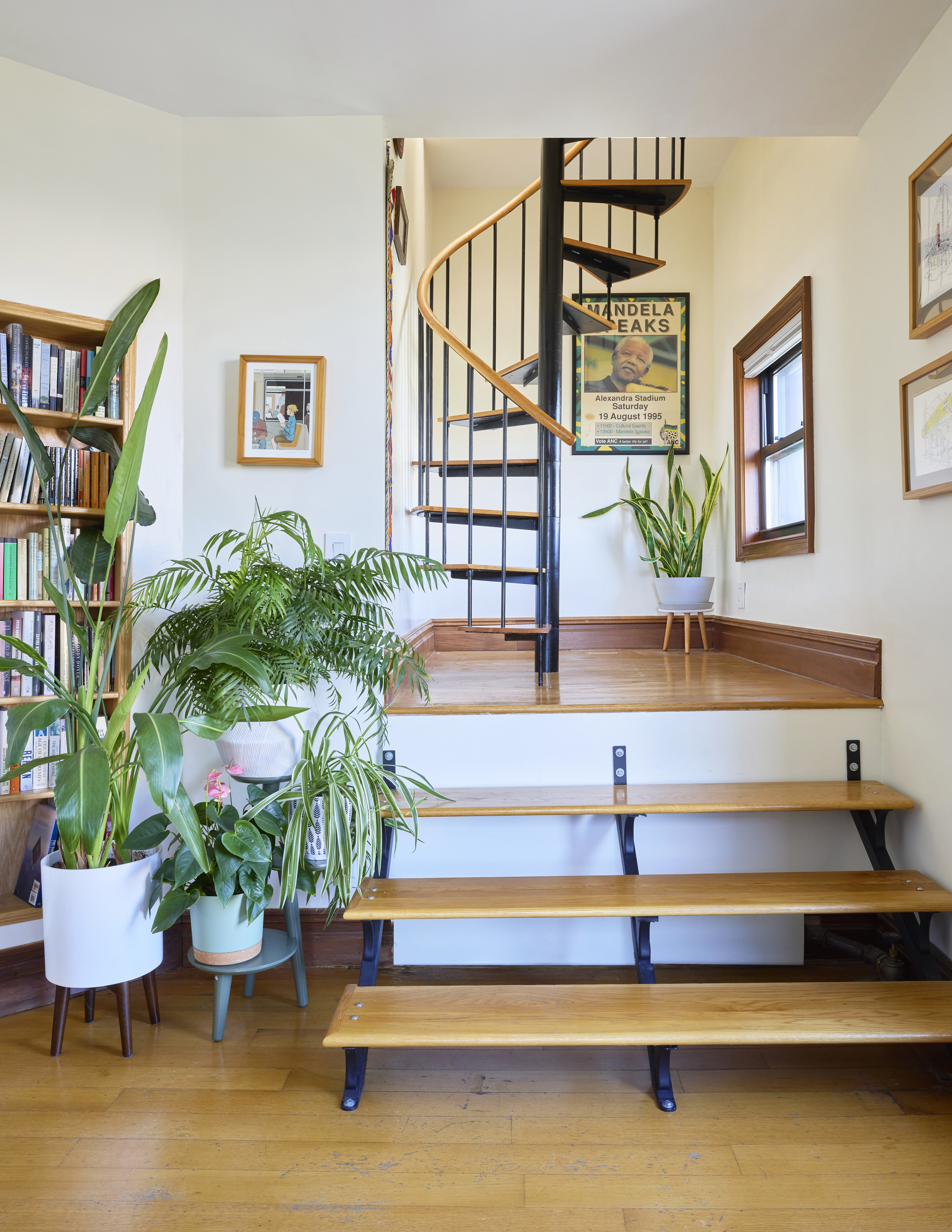 1702 8th Avenue, Unit 3 Brooklyn, NY 11215 - Photo 5 of 15 a living room with furniture potted plant wooden floor and a book shelf