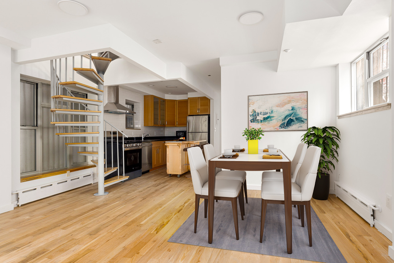 239 East 7th Street, Unit 1 Manhattan, NY 10009 - Photo 2 of 9 a view of a dining room with furniture and wooden floor