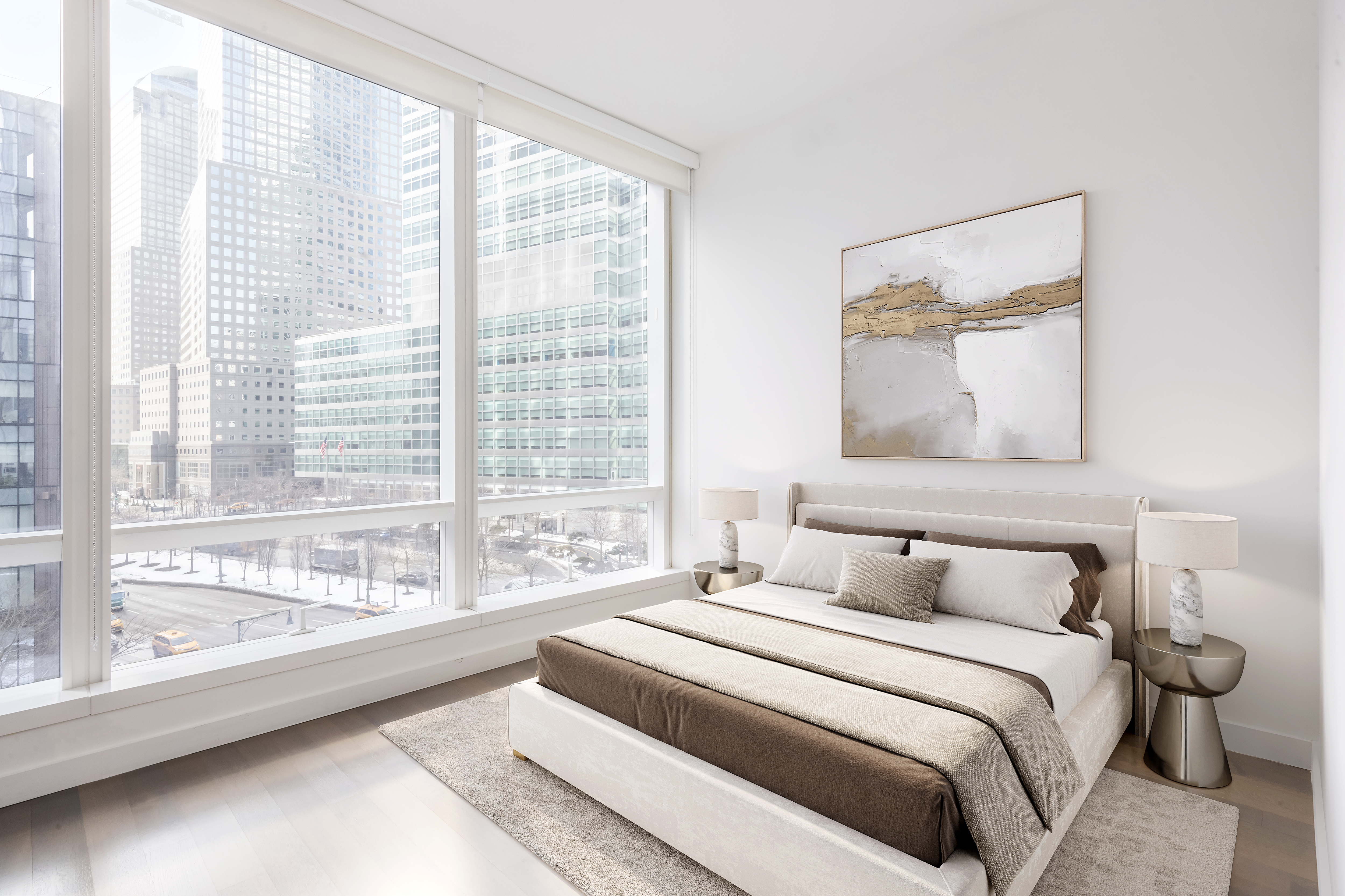 111 Murray Street, Unit 7D Manhattan, NY 10007 - Photo 13 of 17 a bedroom with a large bed and a large window