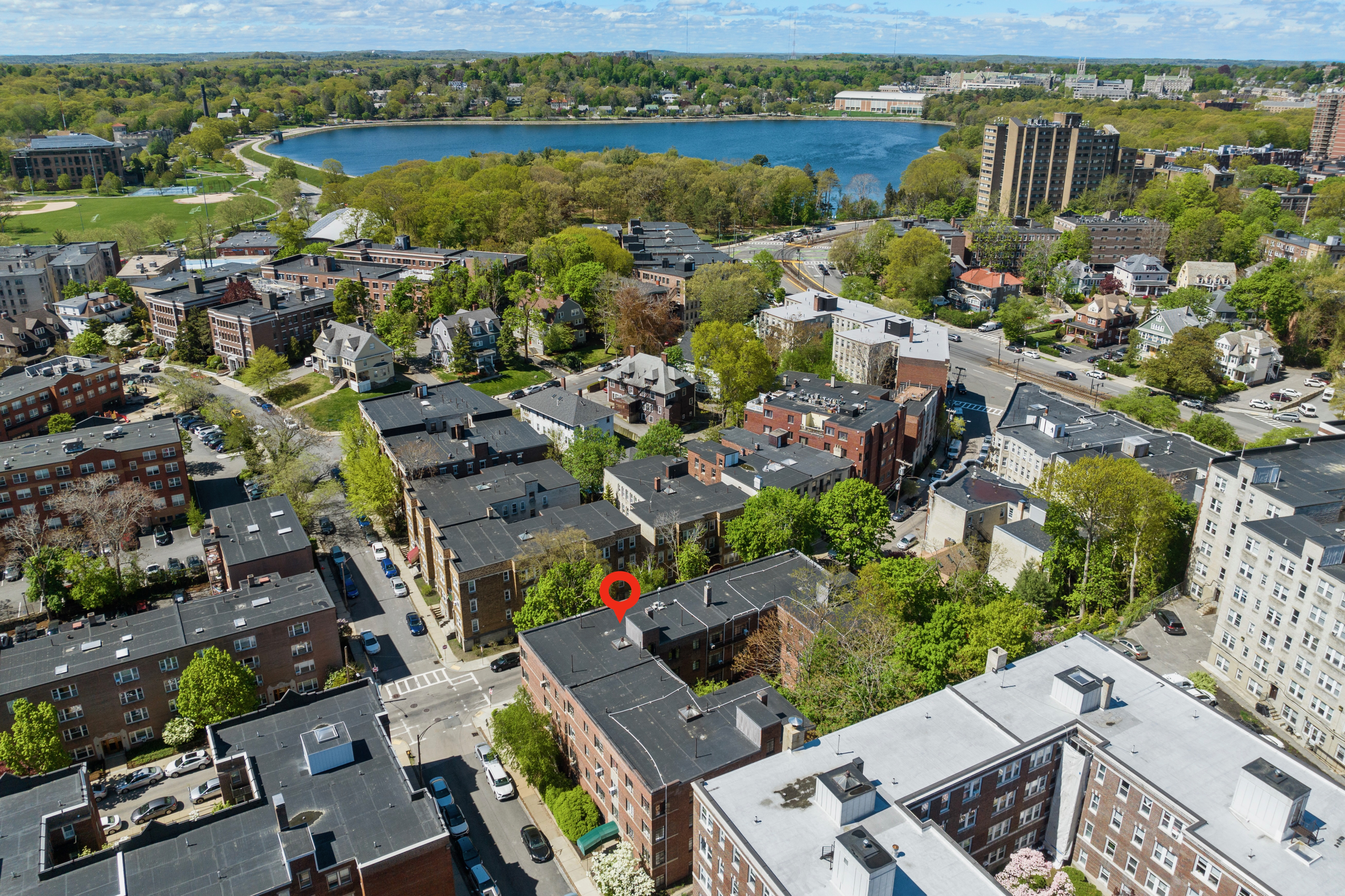 93 Strathmore Road, Unit 8 Brighton, MA 02135 - Photo 14 of 16 an aerial view of a city with lake view