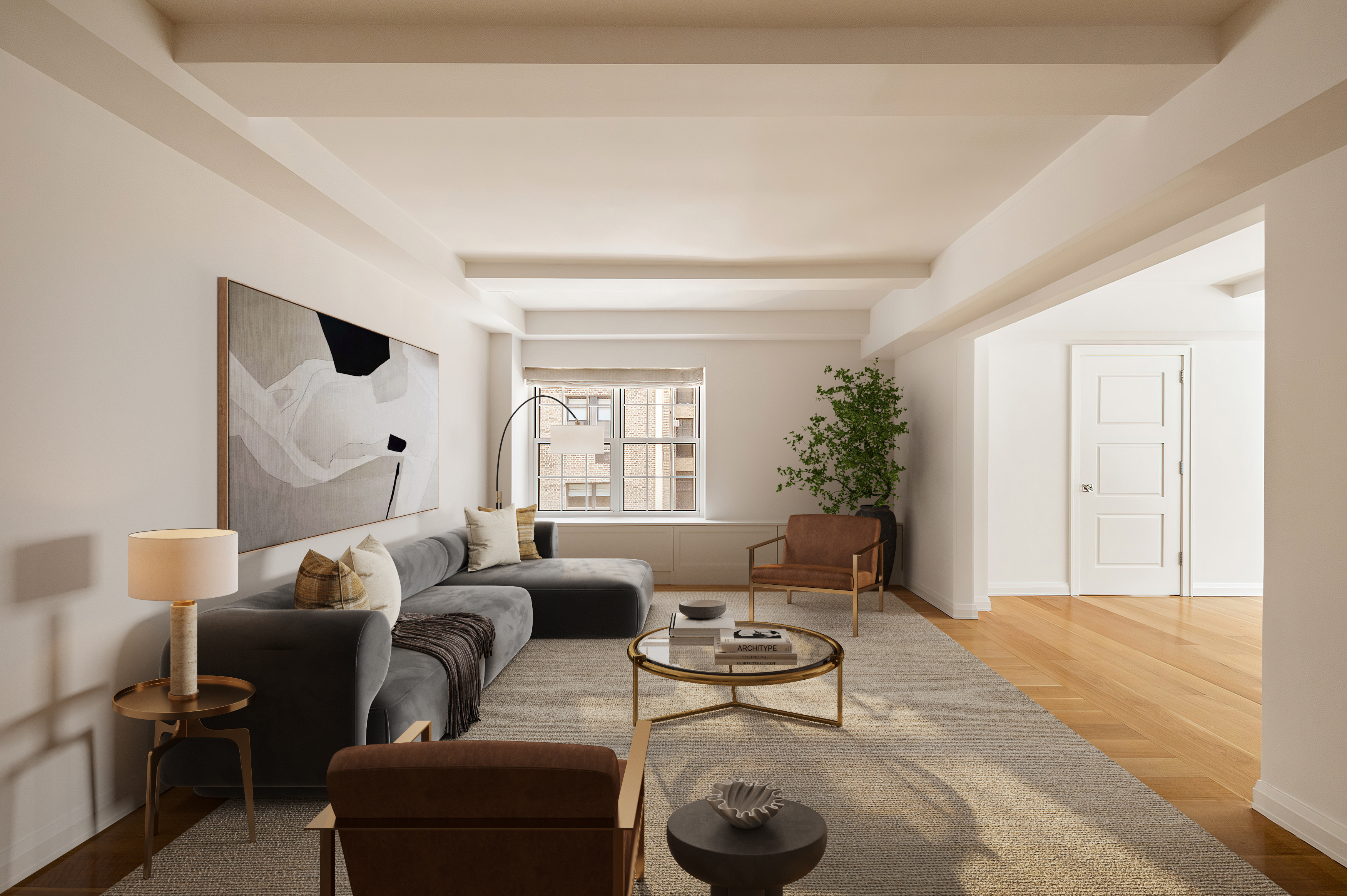 a living room with furniture