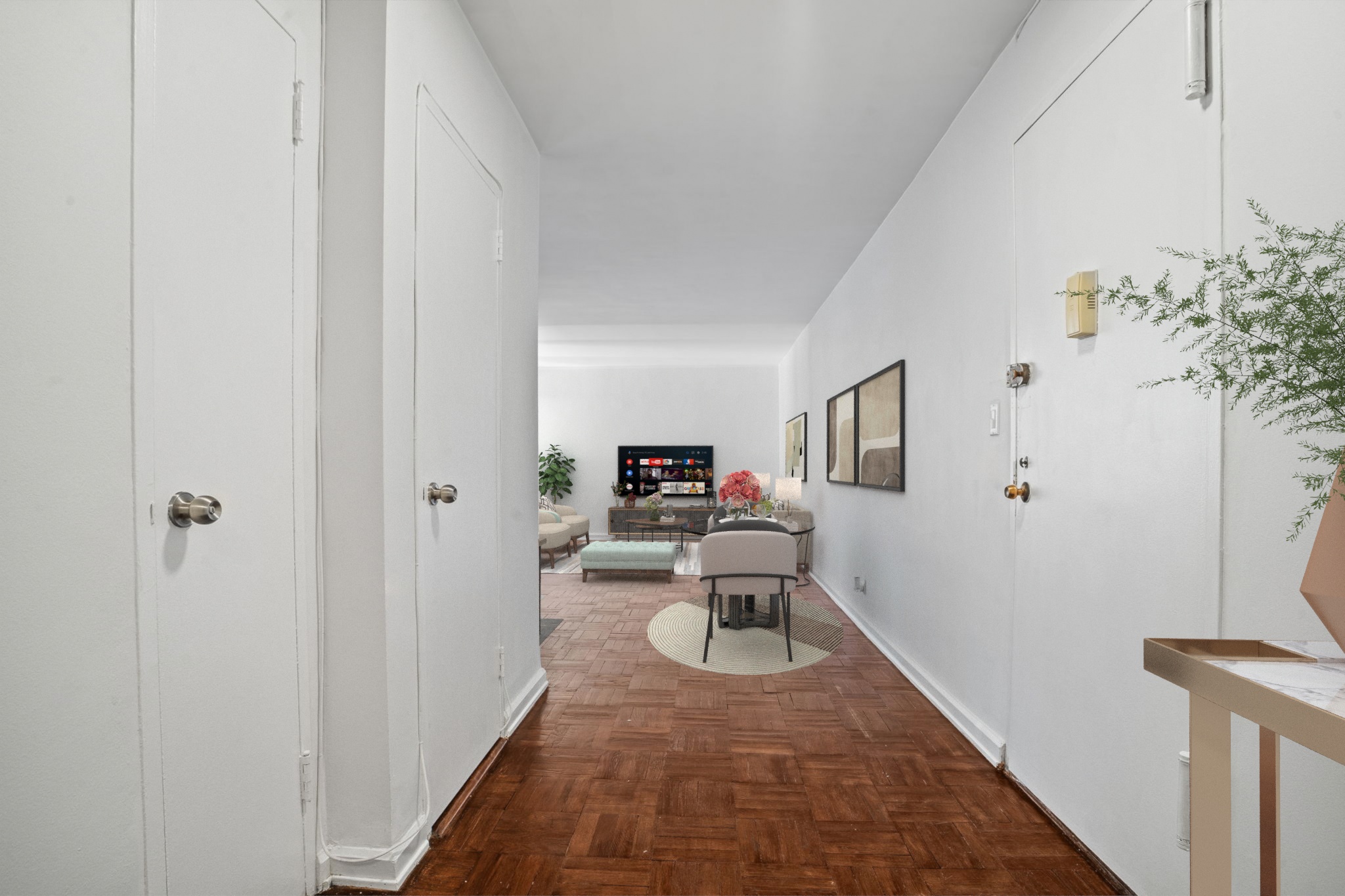 150 East 61st Street, Unit 8B Manhattan, NY 10065 - Photo 17 of 30 a view of a hallway with seating area
