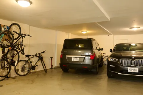 a view of a garage with furniture