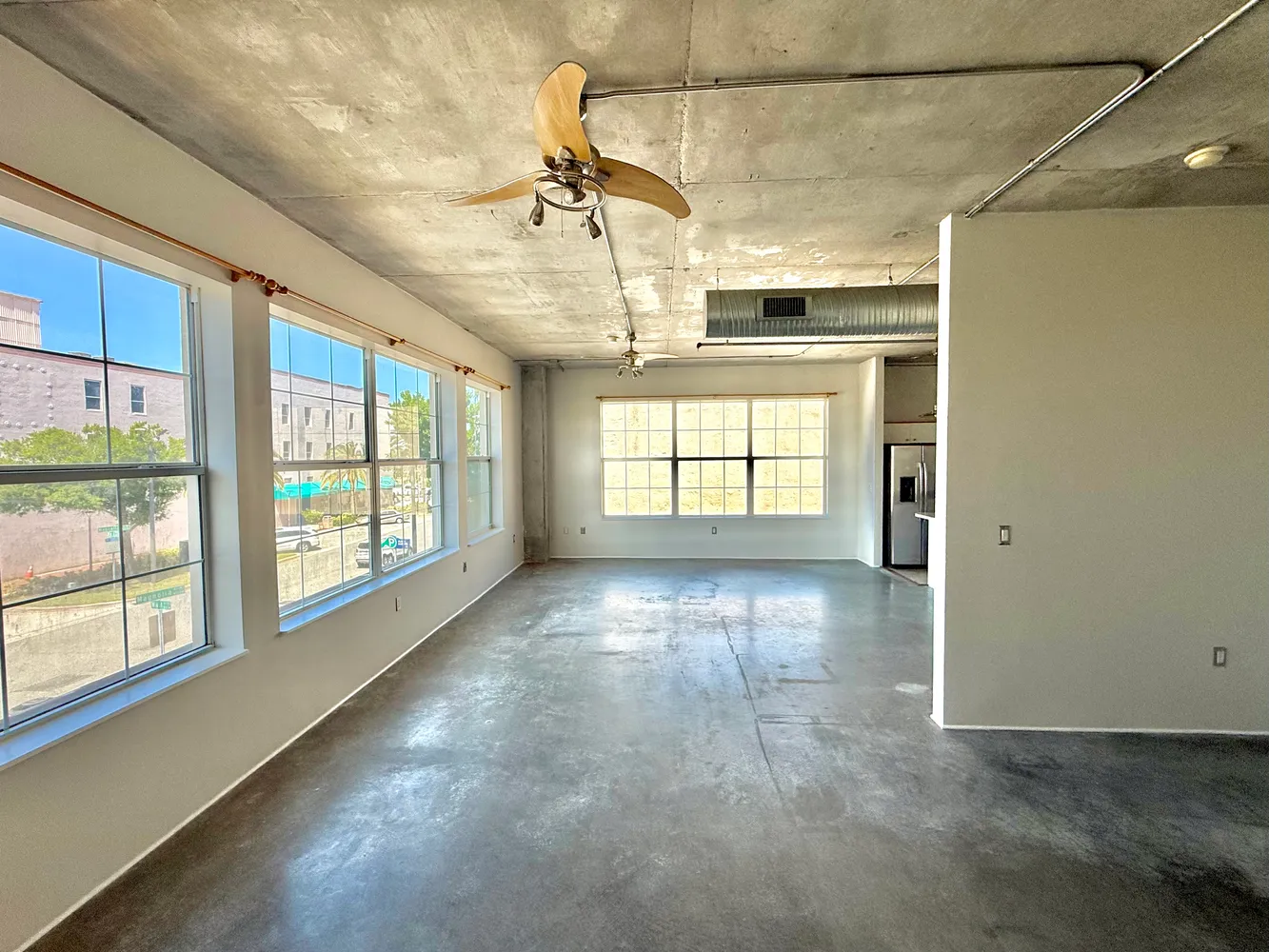 an empty room with windows