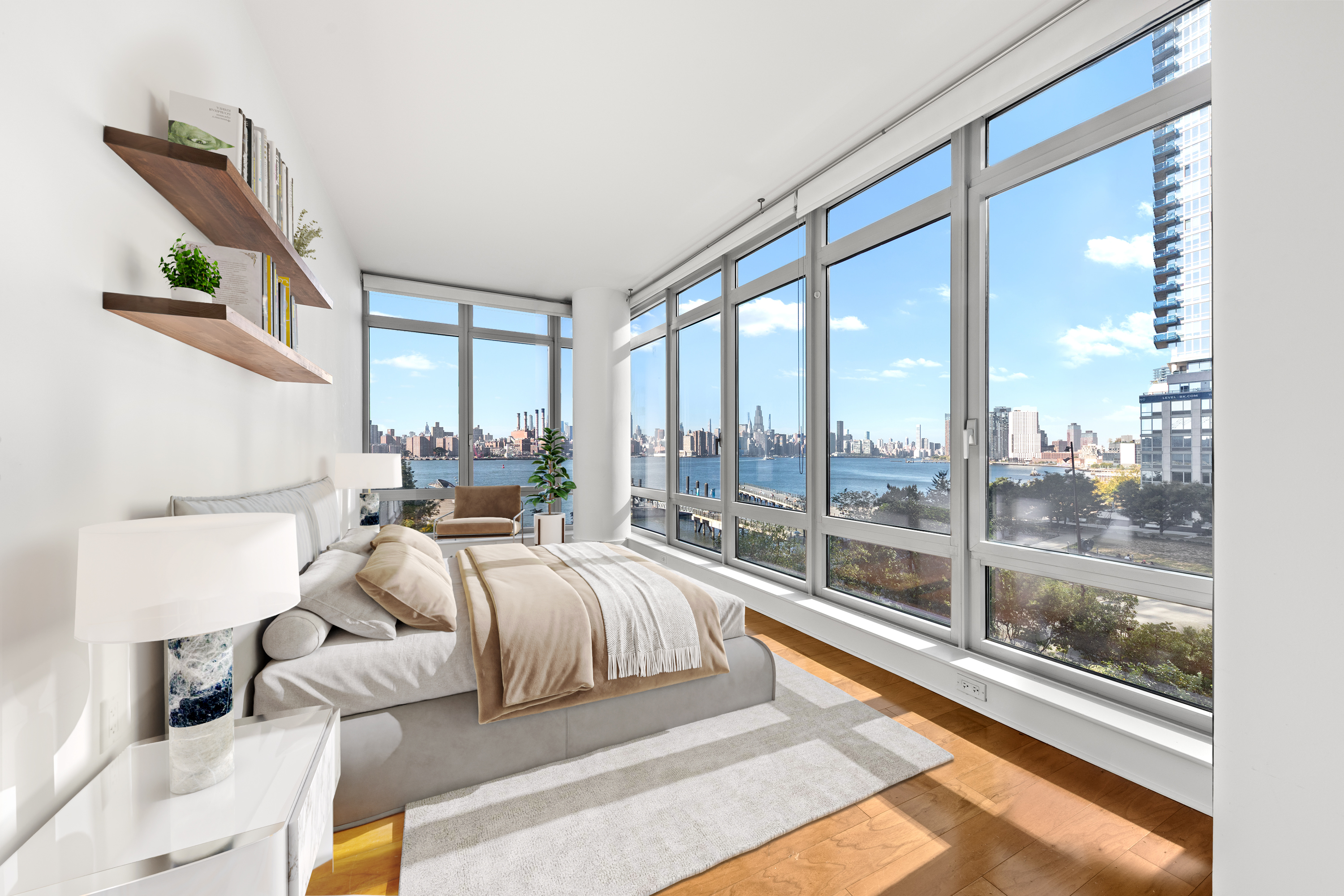 Brooklyn, NY 11249 - Photo 10 of 21 a large bedroom with a large bed and a large window