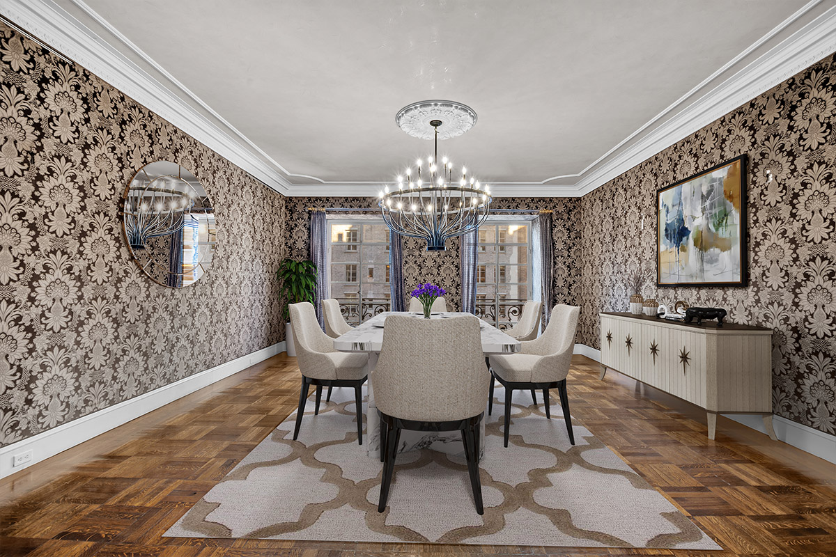 136 East 79th Street, Unit 9 Manhattan, NY 10075 - Photo 3 of 18 a view of a dining room with furniture and chandelier