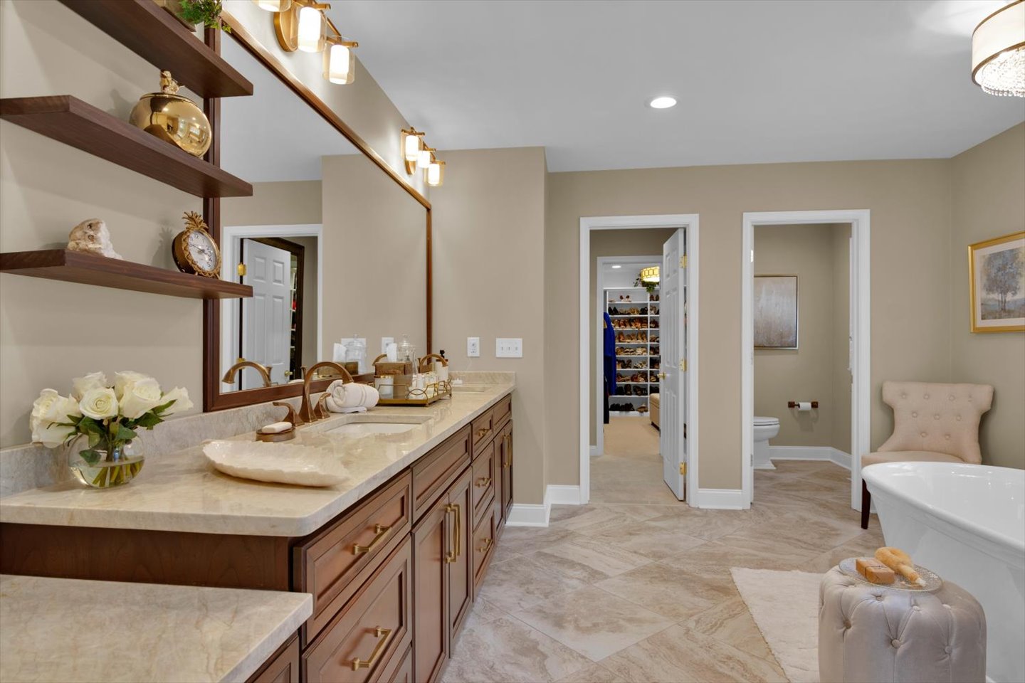 3 Pembroke Drive Voorhees, NJ 08043 - Photo 53 of 112 a spacious bathroom with a double vanity sink and a mirror