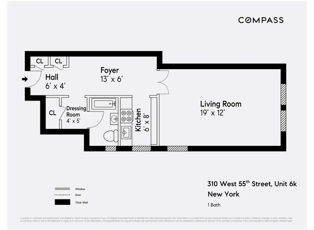 $495,000 | 310 West 55th Street, Unit 6K | Hell's Kitchen