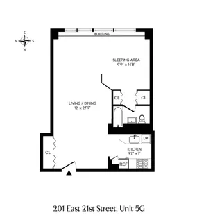 $599,000 | 201 East 21st Street, Unit 5G | Gramercy