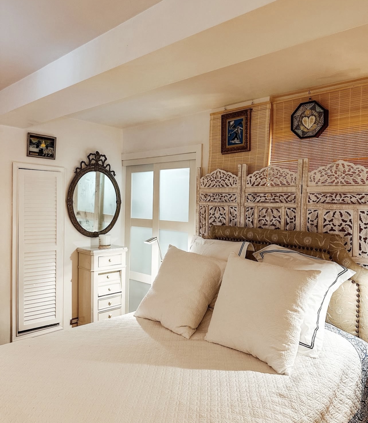 240 Centre Street, Unit 3B Manhattan, NY 10013 - Photo 12 of 23 a bedroom with a bed and a mirror on dresser