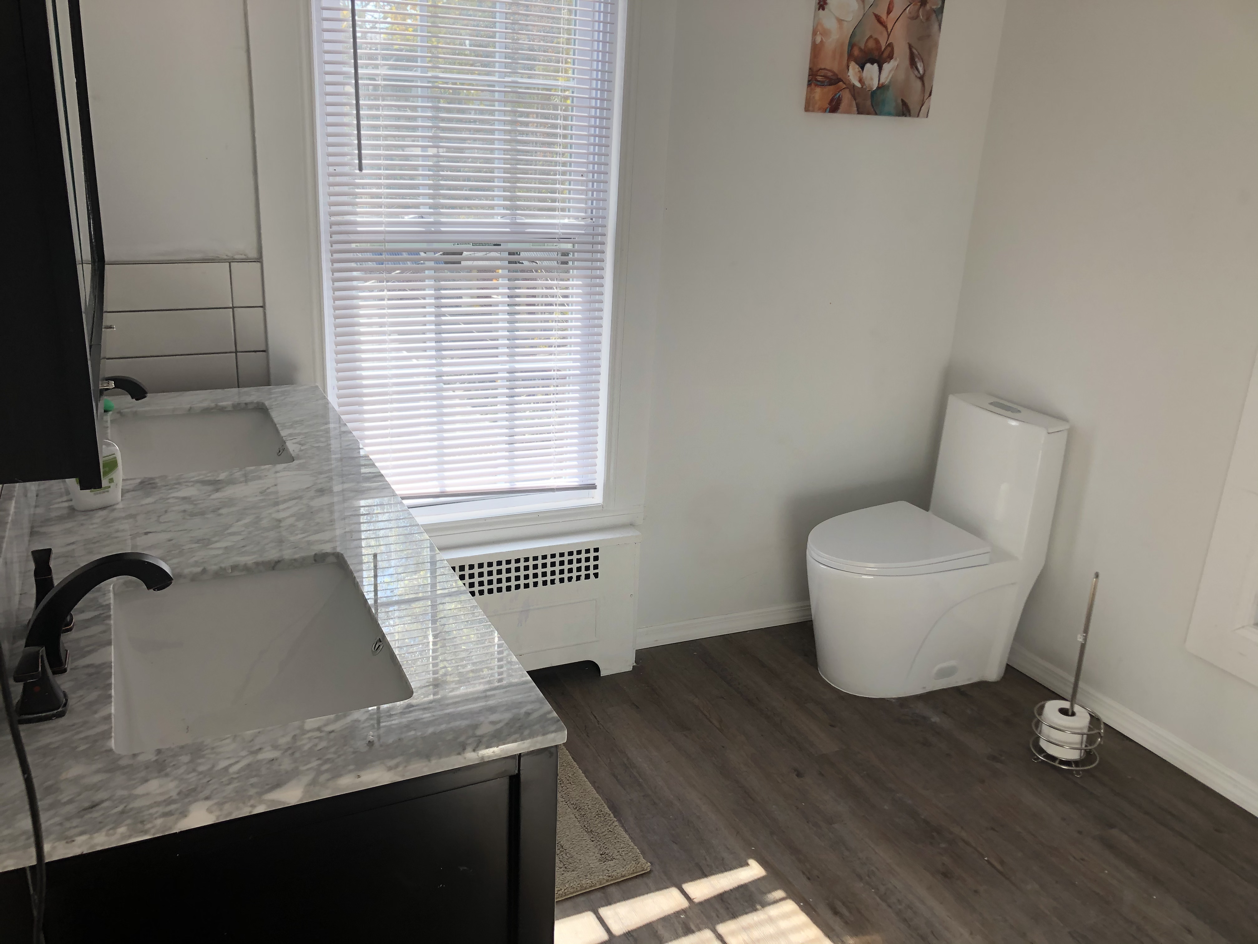 1112 Beverley Road Brooklyn, NY 11218 - Photo 29 of 53 a bathroom with a granite countertop sink and a mirror