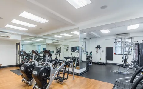 a view of a room with gym equipment