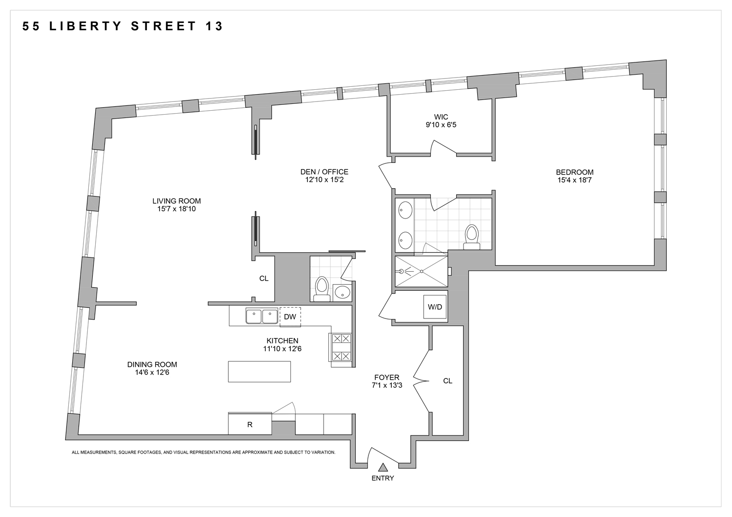 55 Liberty Street, Unit 13C Manhattan, NY 10005 - Photo 9 of 9 a picture of a bathroom with a shower