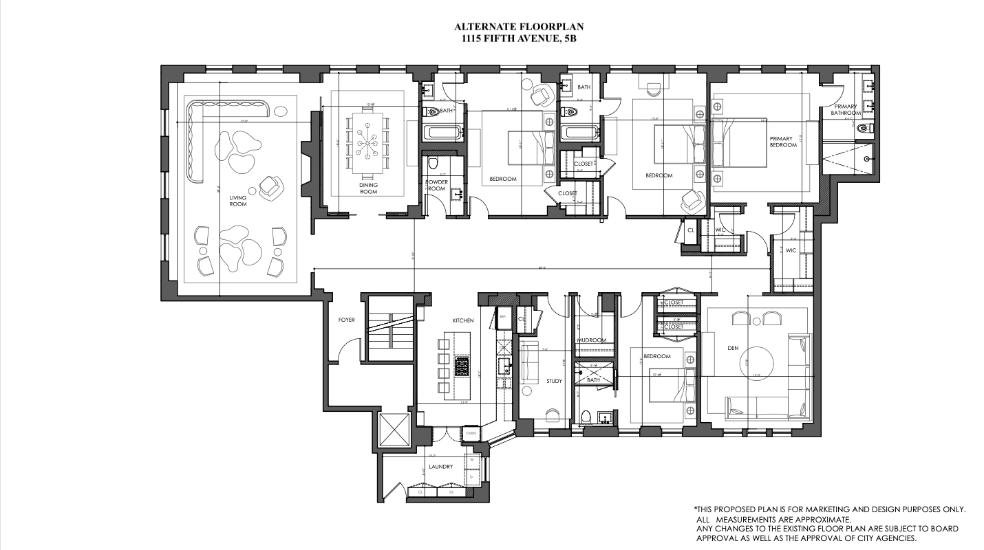 1115 5th Avenue, Unit 5B Manhattan, NY 10128 - Photo 19 of 19 a picture of a floor plan