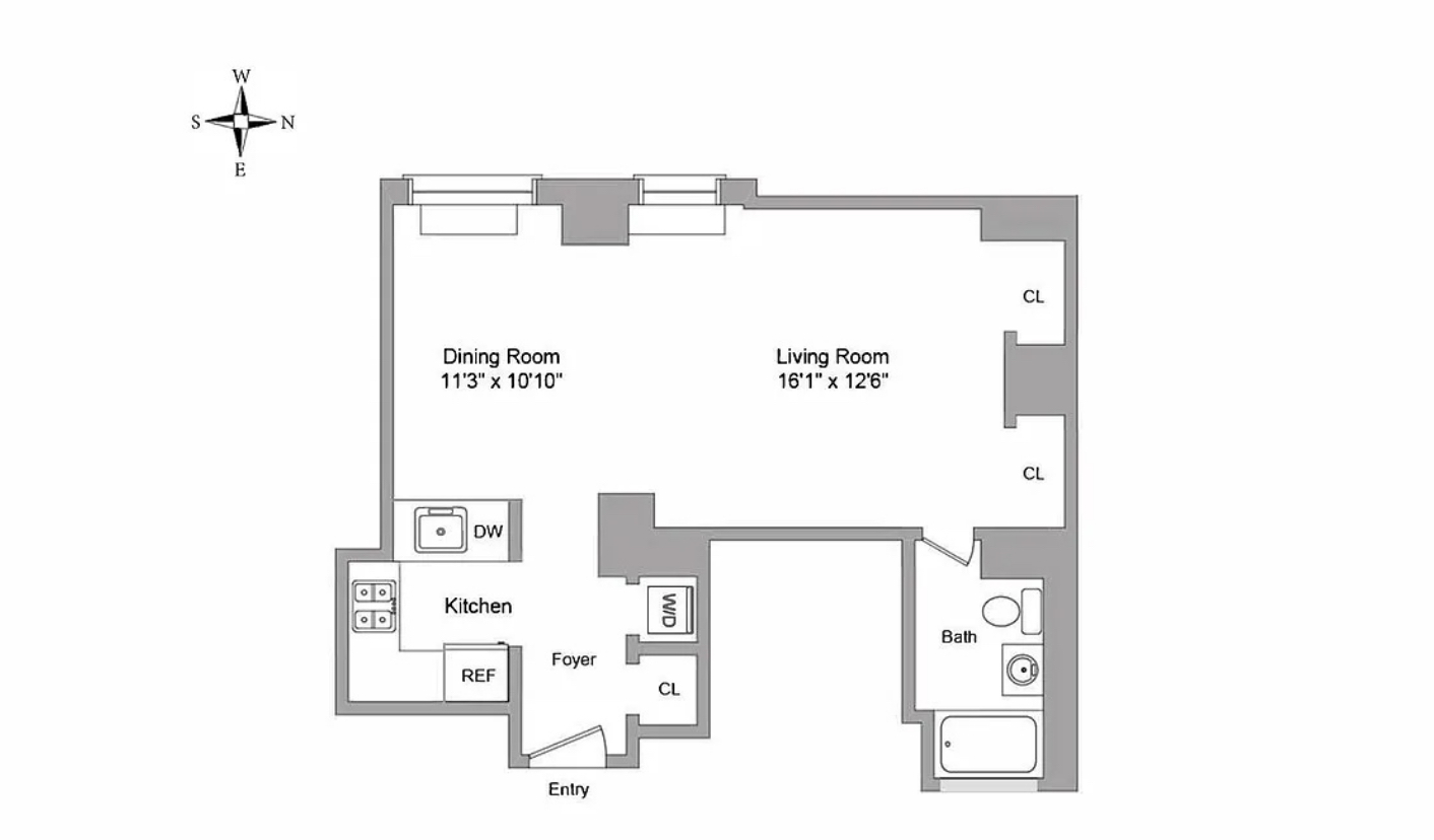 100 West 58th Street, Unit 12A Manhattan, NY 10019 - Photo 15 of 15 a picture of a floor plan
