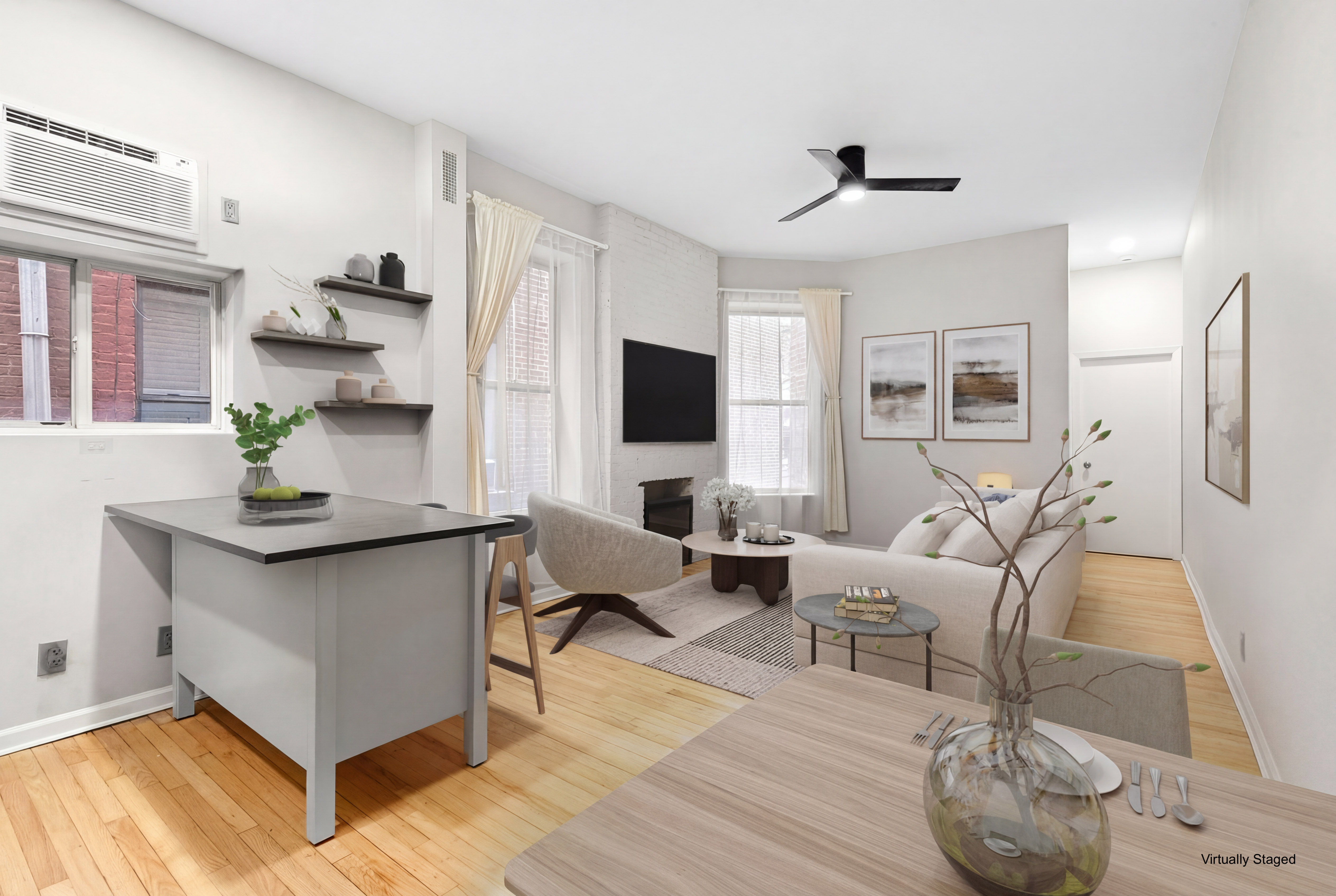 153 West 80th Street, Unit 4B Manhattan, NY 10024 - Photo 2 of 5 a living room with furniture and a flat screen tv